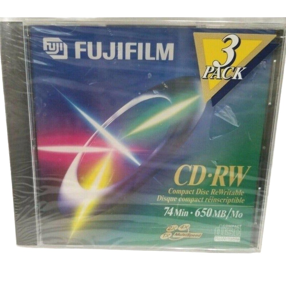 Fujifilm CD-RW 74 Min 650MB‎ Rewritable Compact Disc 3 Pack Factory Sealed New